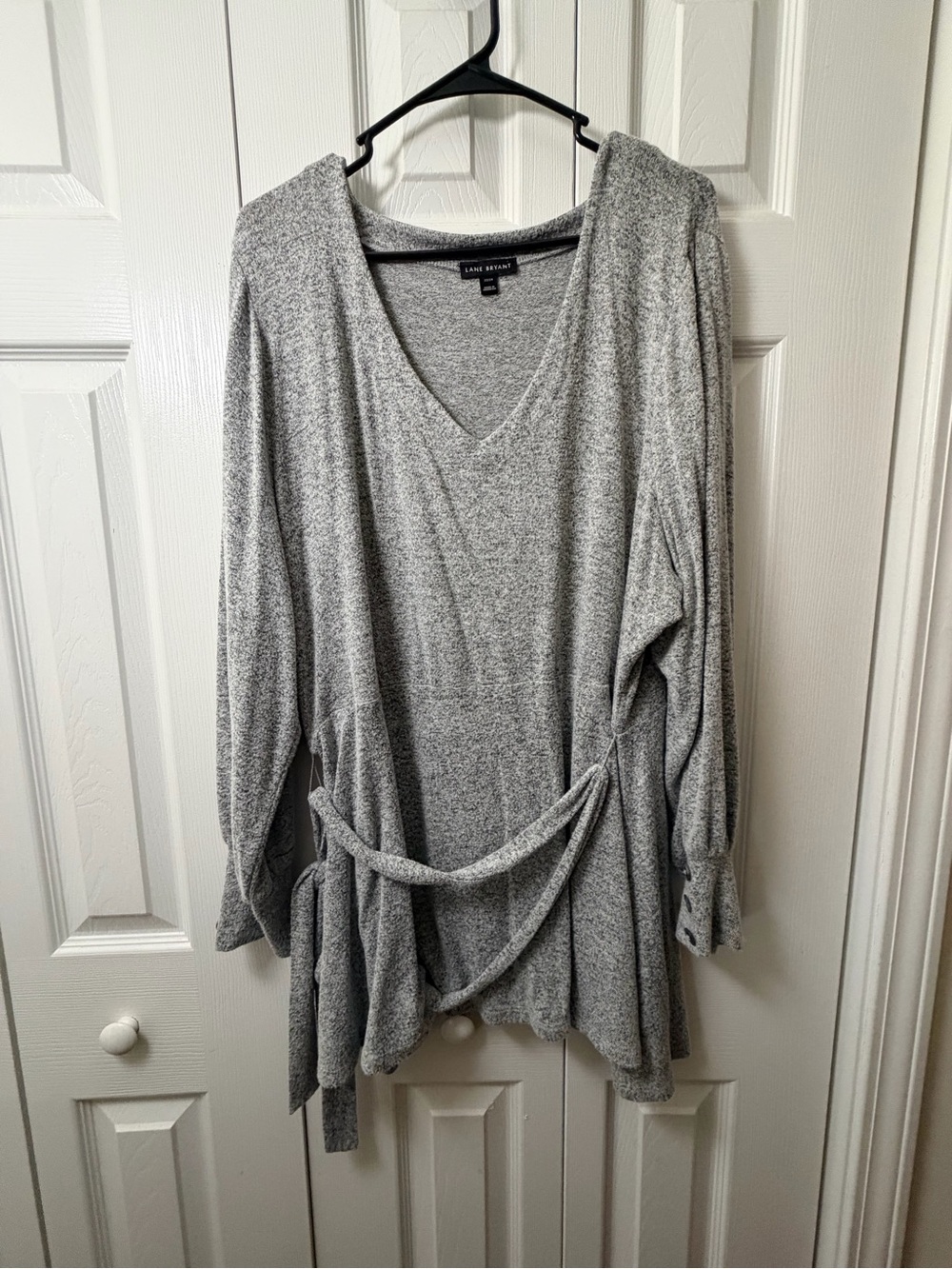 Lane Bryant Light Heather Gray Sweater with Waist Tie